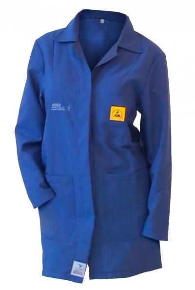 ESD Lab Coat 1/2 Length ESD Smock Royal Blue Female S Antistatic Clothing ESD Garment